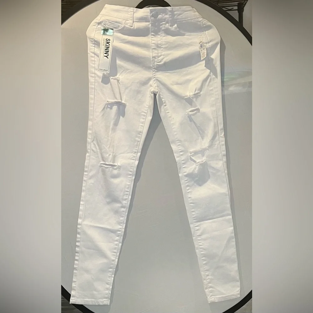 Wax Jean White Skinny Distressed Denim